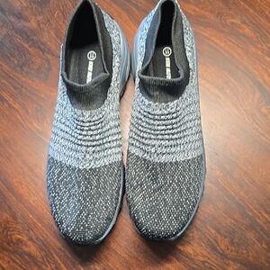 Black and Gray Knit Slip-On Sneakers